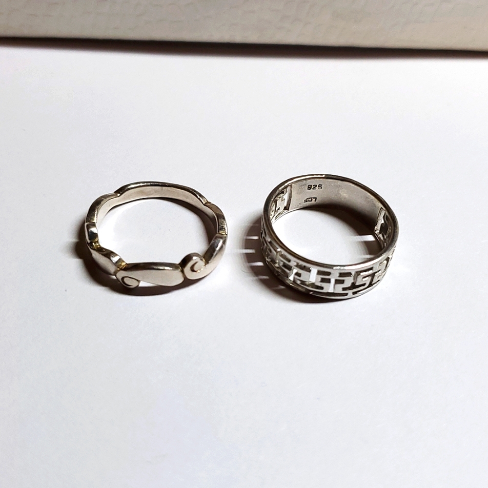 Sterling Silver Ring Duo Size 7